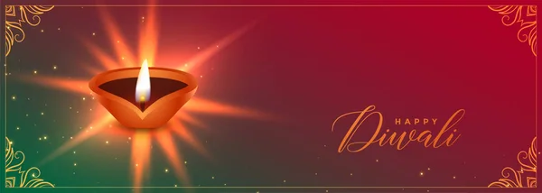 Auspicioso banner del festival diwali con diseño diya — Archivo Imágenes Vectoriales