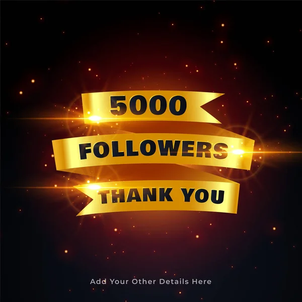 5000 Follower bedankten sich mit goldenem Hintergrund — Stockvektor