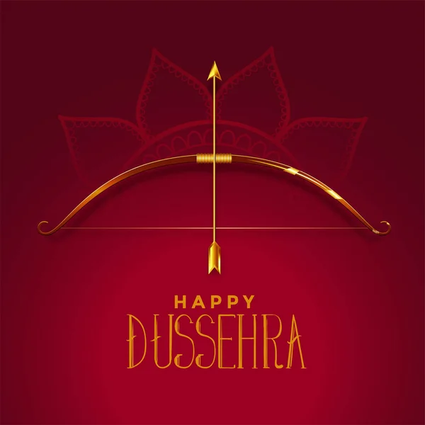 Altın yay ve ok ile mutlu dusshera güzel festival kartı — Stok Vektör