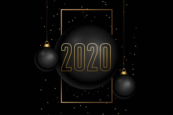Noir et or style heureux nouvelle année 2020 fond de célébration — Image vectorielle