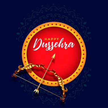 happy dussehra festival card design with dhanush baan  clipart