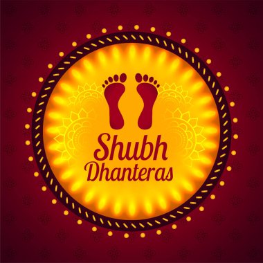 tanrı lakshmi ayak izleri ile shubh dhanteras festival kartı