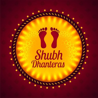 shubh dhanteras festival card with god lakshmi footprints clipart