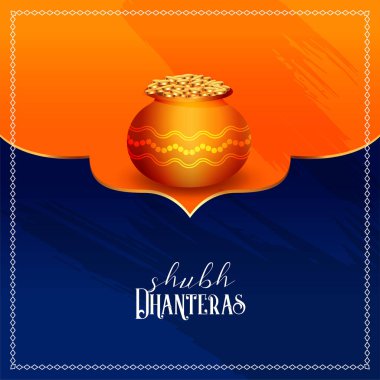 happy dhanteras festival card design in indian style clipart