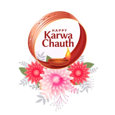 güzel çiçek dekoratif karwa chauth festival kart tasarımı