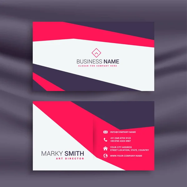 Simple geometric pink business card design template design — Stock Vector