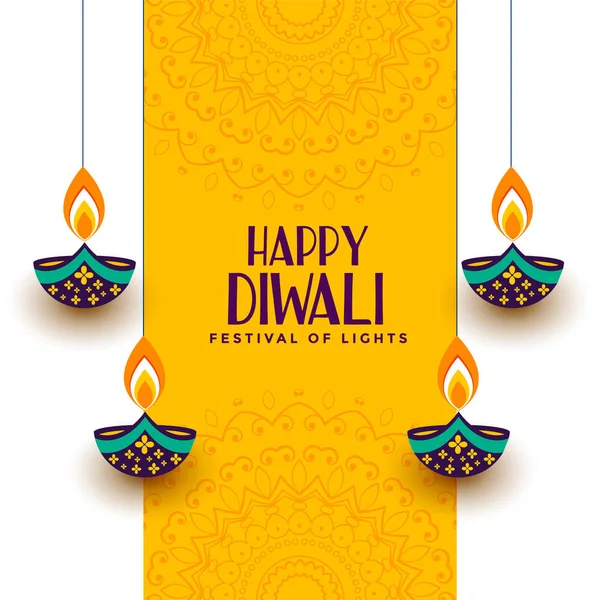 Creative Happy Diwali festivalkort med dekorativa Diya — Stock vektor