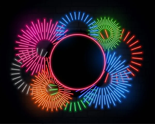 Feuerwerk im Neon-Stil und Textraum — Stockvektor