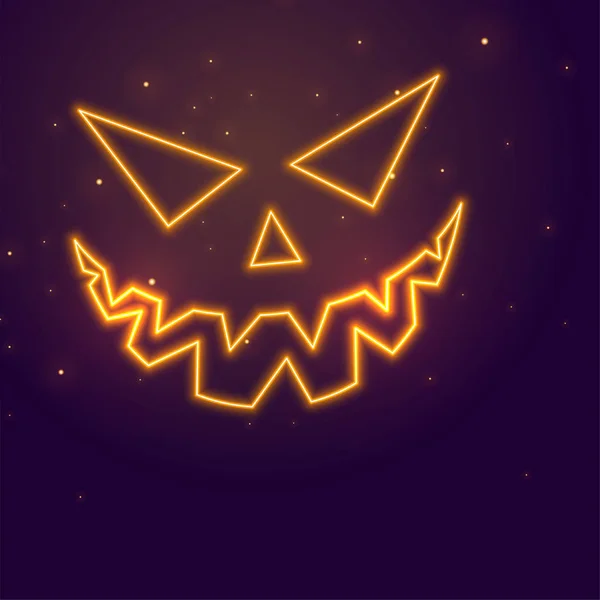 Rire fantôme visage néon style Halloween festival fond — Image vectorielle