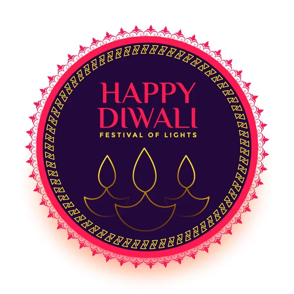 Glücklich diwali line diya festival card design — Stockvektor