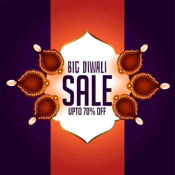 Bannière indienne de vente de festival de diwali avec des conceptions de diya — Image vectorielle