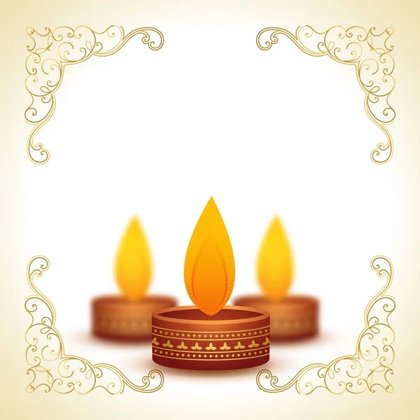 Lâmpadas diya decorativas para diwali e espaço de texto — Vetor de Stock