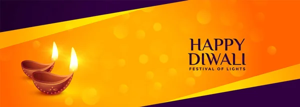 Happy diwali traditionell festival banner med diya — Stock vektor