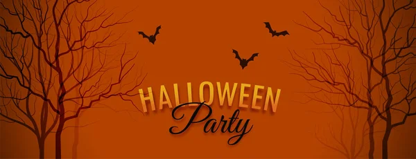 Halloween party banner with tree and bats — Stock Vector