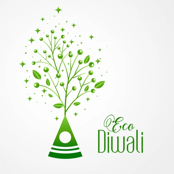 Green crackers eco friendly happy diwali concept design — Stock Vector