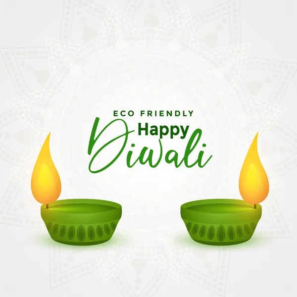 Happy diwali eco friendly festival diya concept background — Stock Vector