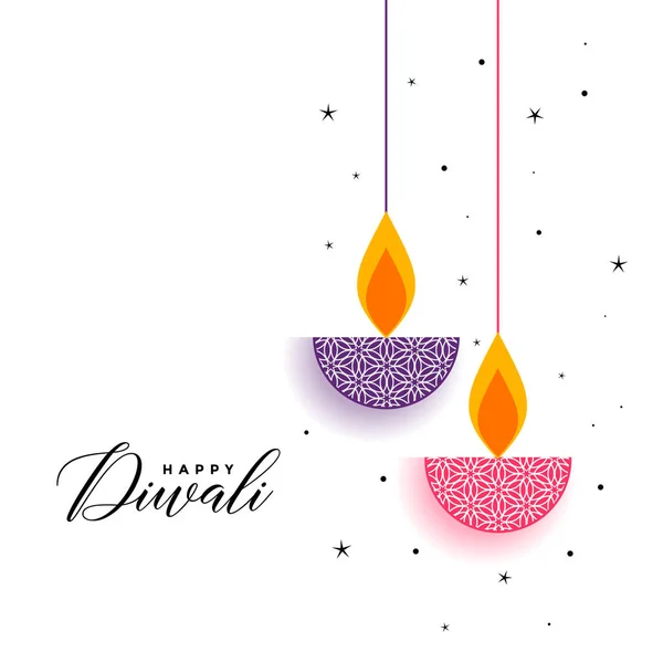 Flat diwali background with decorative diya design — Stock Vector