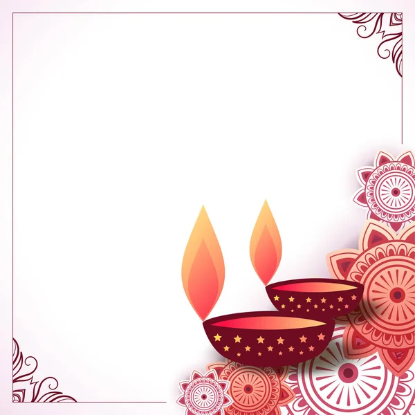 Indio decorativo feliz diwali diya fondo diseño — Vector de stock