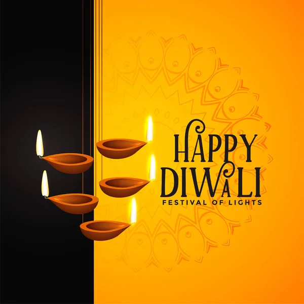 Happy Diwali Festival bakgrund med Diya dekoration — Stock vektor