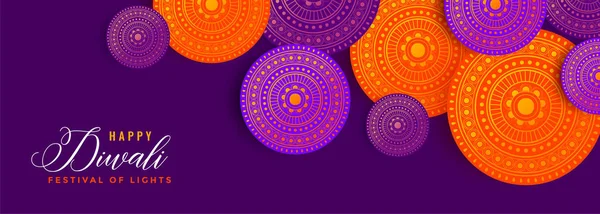 Banner de decoración diwali con colores encantadores — Vector de stock