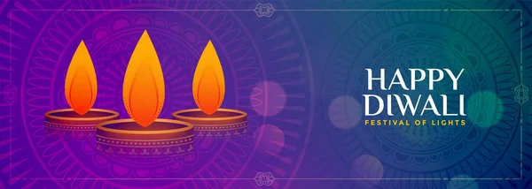 Auspicioso feliz diwali colorido banner design decorativo — Vetor de Stock