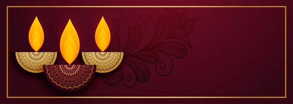 Diseño diya real para feliz festival diwali — Vector de stock