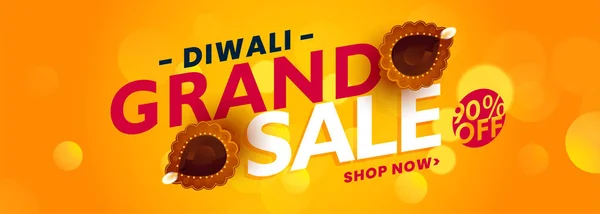 Happy diwali grand sale yellow banner design — Stock Vector
