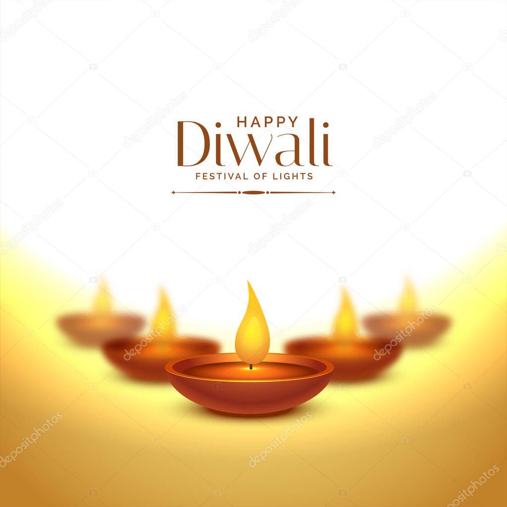 happy deepawali occasion background with diya lamps
