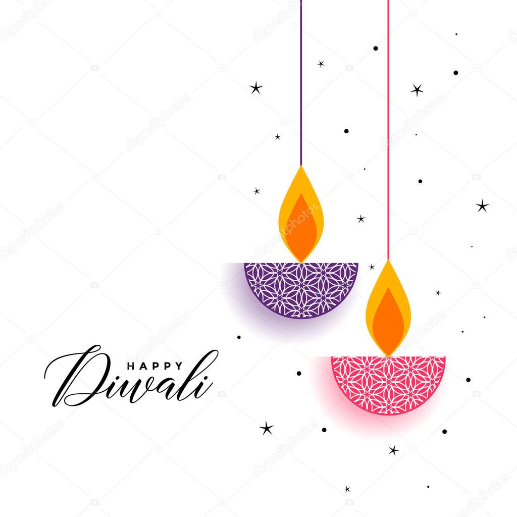 flat diwali background with decorative diya design