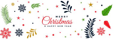 Mutlu noeller dekoratif yapraklar bayrak tasarımı