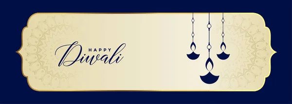 Glad diwali festival banner i blå färg design — Stock vektor