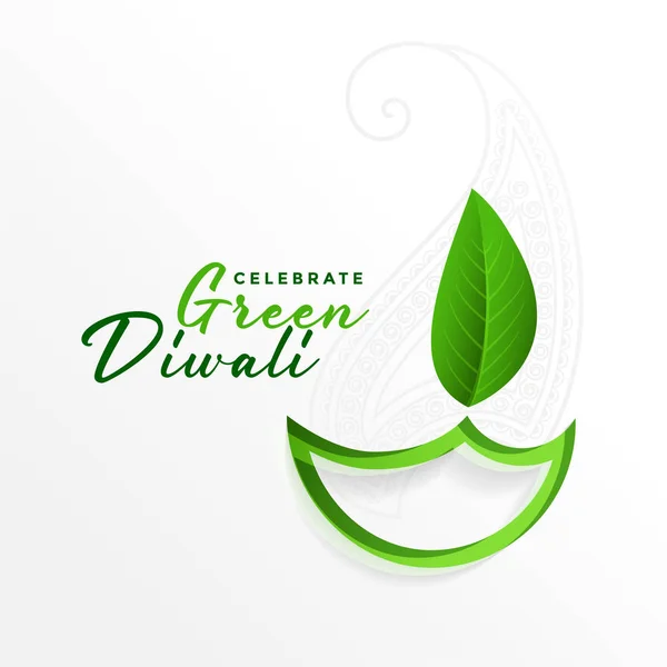 Kreatives grünes Diya-Design für öko-grüne Diwali — Stockvektor