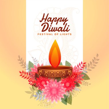 Mutlu diwali çiçeği tarzı kutlama kartı tasarımı