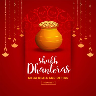 Güzel kırmızı mutlu dhanteras festivali selamlama arka planı