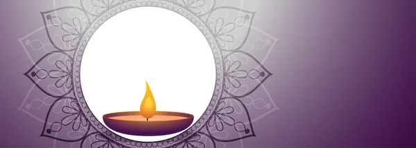 Snygg glad diwali lila tom banner design — Stock vektor