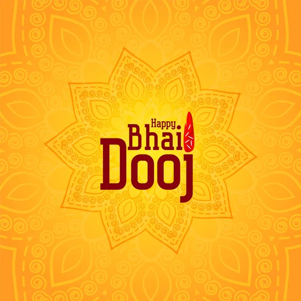 Feliz bhai dooj amarillo decorativo fondo diseño — Archivo Imágenes Vectoriales