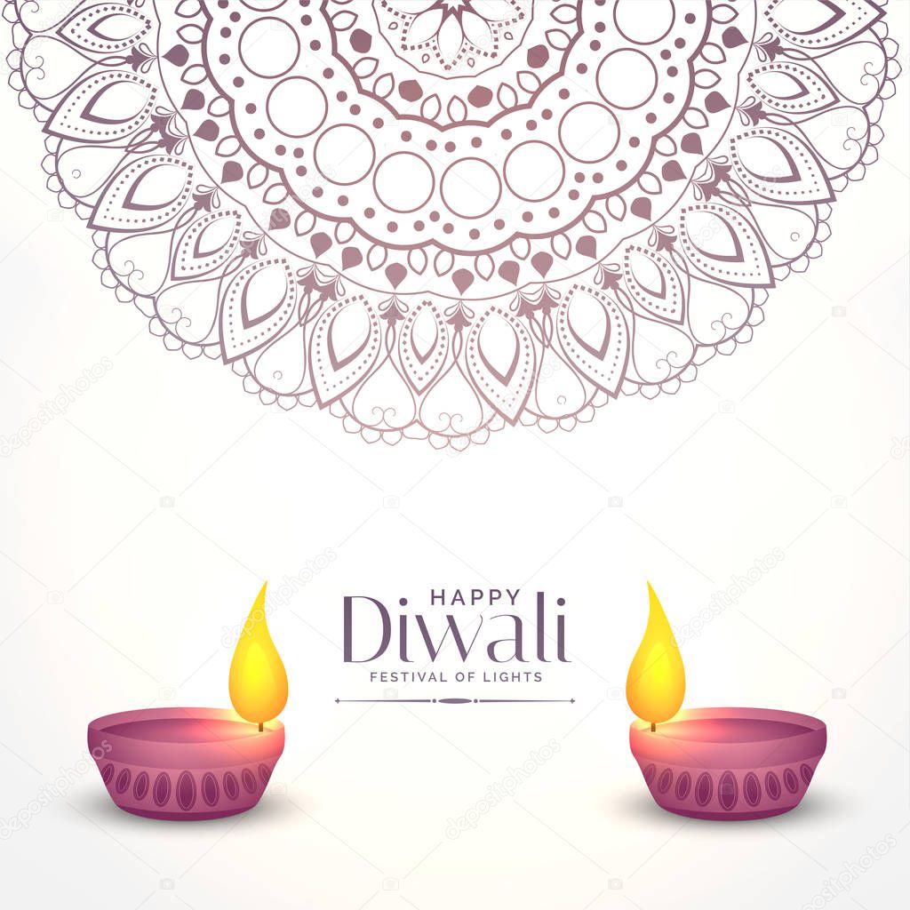 elegant white diwali background with two diya design
