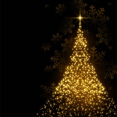 Işıltılı arka plandan yapılmış güzel Noel ağacı