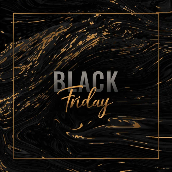 Abstract black friday background with golden marble texture — Stock Vector