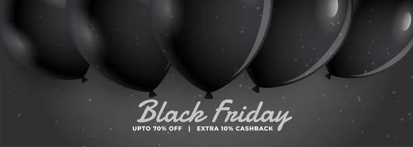 Stylish black friday sale banner with realistic balloons — Stock Vector