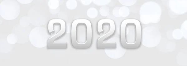 Astratto bianco bokeh nuovo anno 2020 banner design — Vettoriale Stock