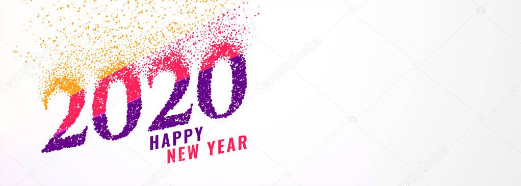 abstract trendy 2020 new year banner with sparkles