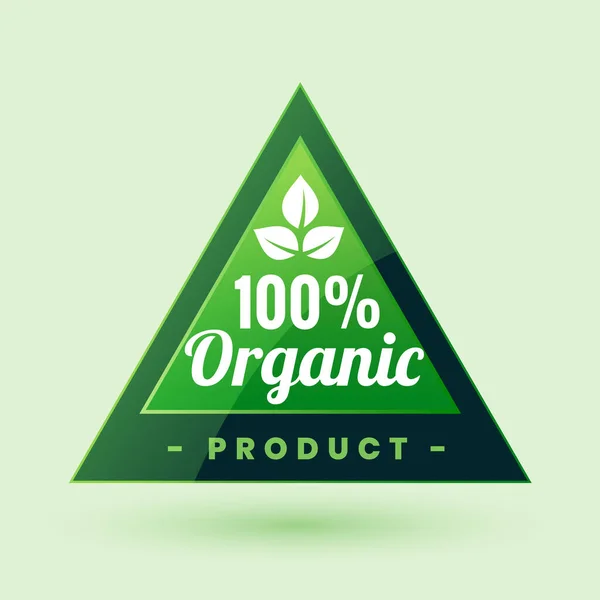 Produit 100 Biologique Certifié Label Vert Autocollant Design — Image vectorielle