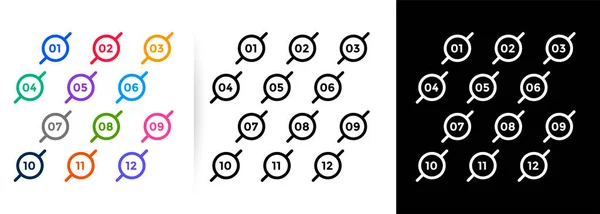 Moderne Lijn Stijl Genummerde Kogelpunten Van Een Tot Twaalf — Stockvector