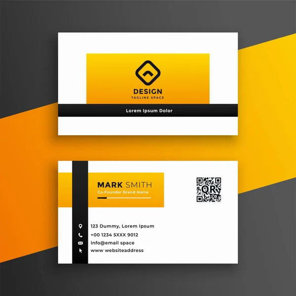 Μοντέρνο Κίτρινο Χρώμα Επιχειρηματικό Πρότυπο Σχεδιασμού Καρτών — Διανυσματικό Αρχείο