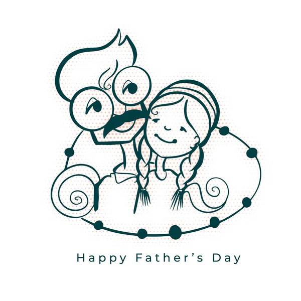 Happy Fathers Day Doodle Style Card Design — Stock Vector