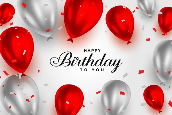 Happy Birthday Red White Shiny Balloons Background — Stock Vector