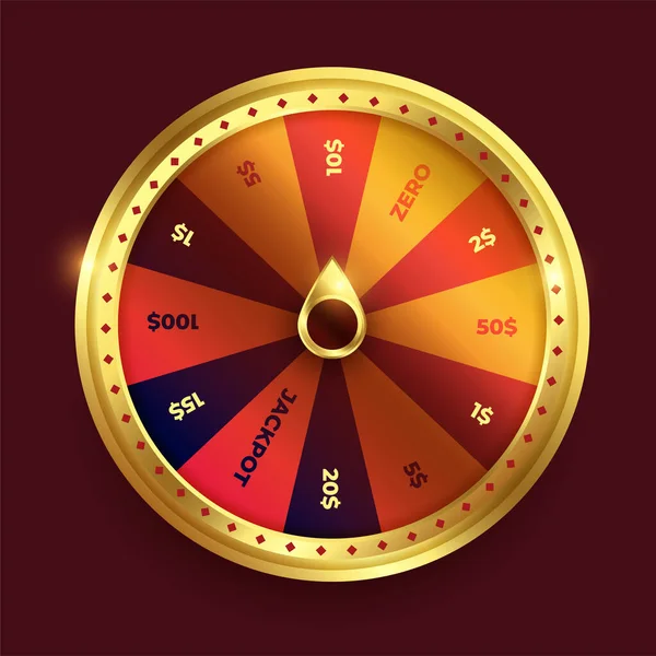 Spinning Fortune Wheel Shine Golden Color — Stock Vector