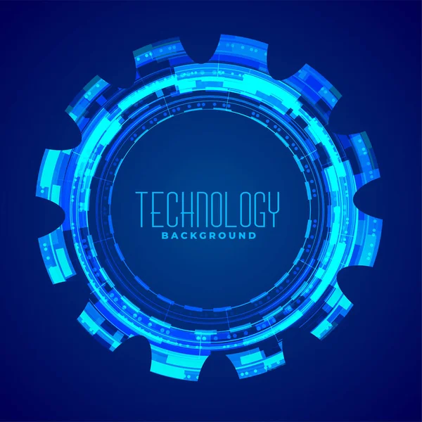 Technology Background Glowing Gear Blue Design — Stock Vector