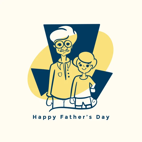 Feliz Padre Día Tarjeta Diseño Con Papá Hijo — Vector de stock